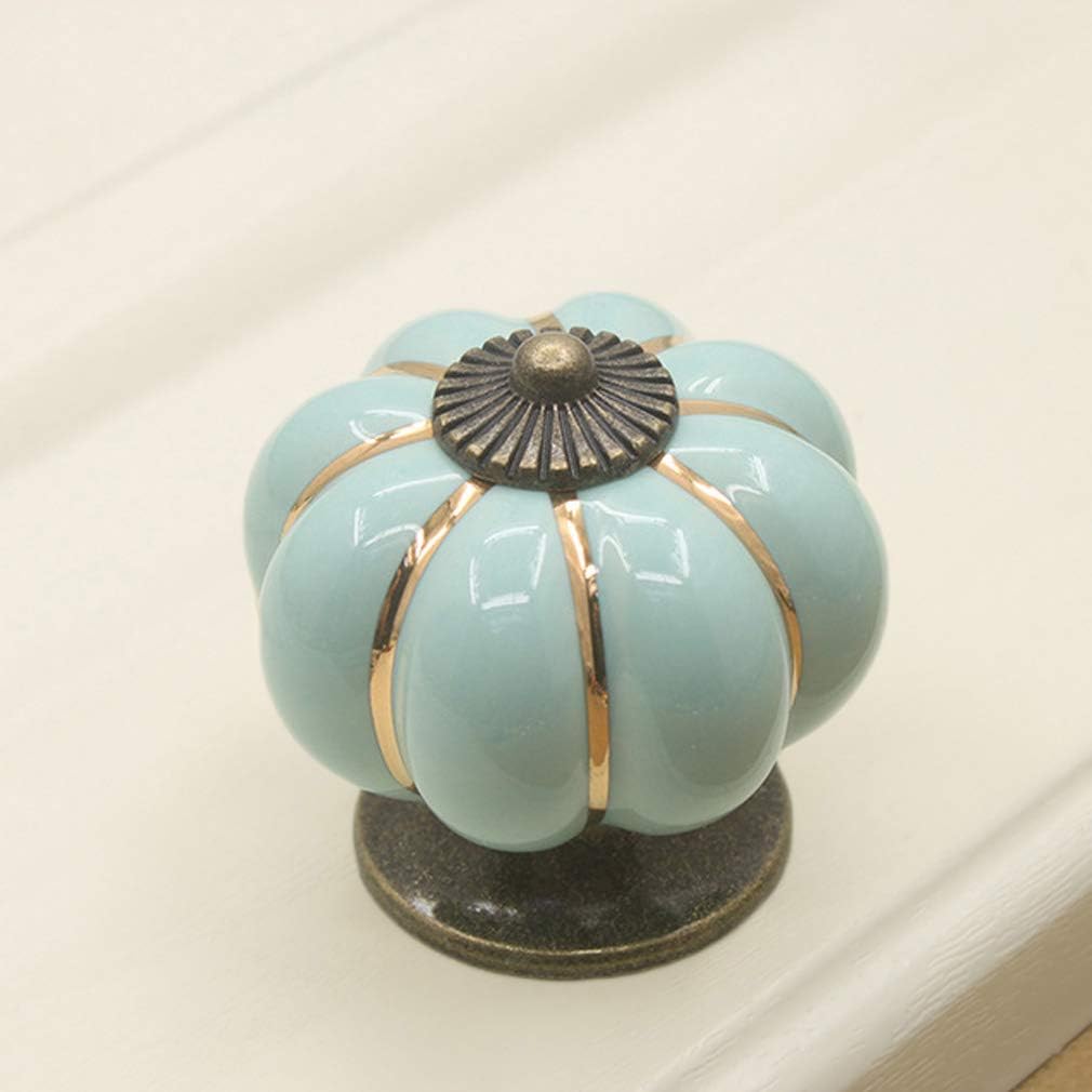 Yusheng 12 Pack Vintage Ceramic Pumpkin Cabinet Knobs, Kitchen Cabinet Drawers Dresser Cupboard Pull Handles Door Pulls with 3 Kinds of Screws (12 Pack, Sky Blue)
