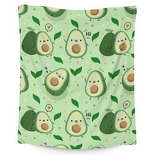 Blanket for Girls - 50"x60" Cute Avocado Throw Gifts - Green Soft Fuzzy Blankets for Bed, Couch & Living Room