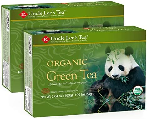 Amazon.com : Uncle Lee's Organic Green Tea - 100 Tea Bags net wt 5.64 ...