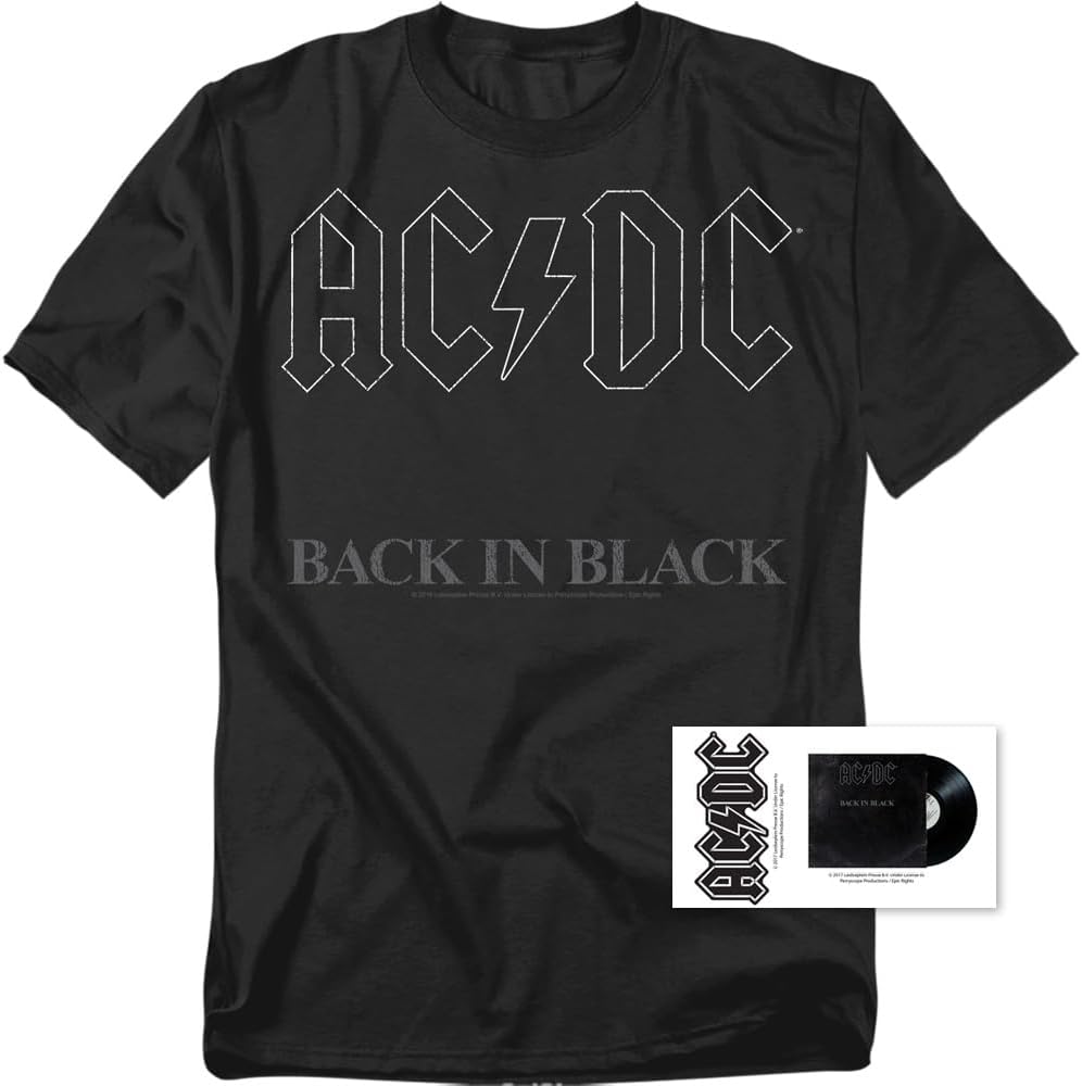 Popfunk ACDC Back in Black Logo Rock Album T Shirt - Image 4
