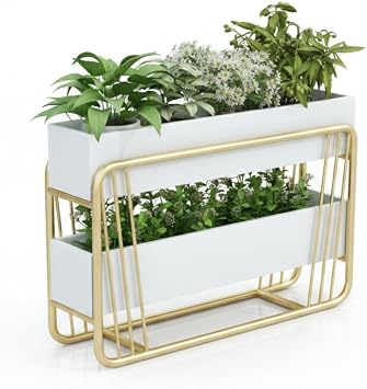 Minimalist Metal Raised Outdoor Planter Box with Stand, Floor Standing Movable Planter for Outdoor Plants