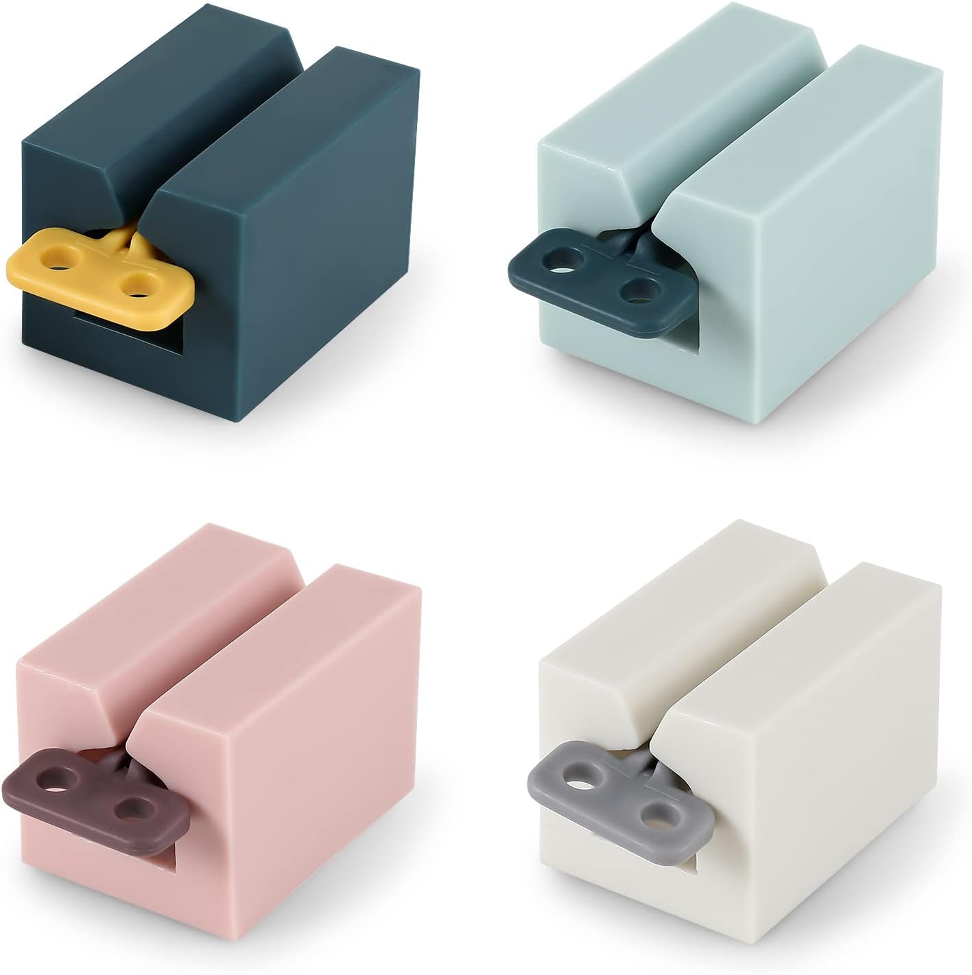 4 Pieces Toothpaste Dispenser Rolling Tube Toothpaste Squeezer Toothpaste Seat Holder for Bathroom Saves Toothpaste and Creams (Pink + White + Light Blue+Navy Blue)