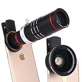 Elecguru HD Clip-on Camera Lens Kit,Universal 18X Zoom Telephoto Lens + 15X Super Macro Lens + 0.6X Wide Angle Lens for iPhone 7/6S/6 Plus/5/4,Samsung,HTC and other Smartphones (Black)
