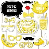 Big Dot of Happiness Let’s Go Bananas - Tropical Party Photo Booth Props Kit - 20 Count