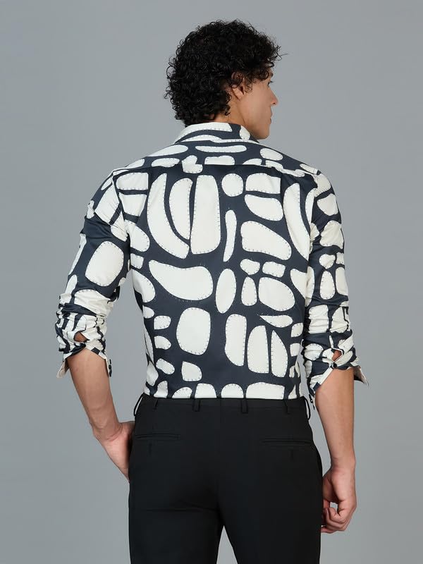 Image of Men's Printed Regular Fit Full Sleeves Cotton Formal Shirt