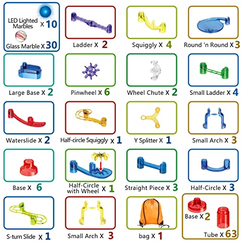 image for Meland Marble Run Sets for Kids - 153Pcs Marble Race Track Maze Madnes