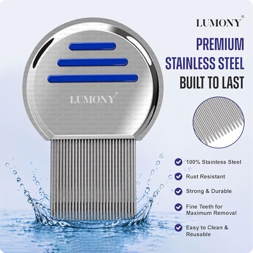 Image of LUMONY Lice Comb For Women And Kids Stainless Steel Lice Terminator Fine Egg Nit Lice Egg Removal Comb For Women and Men