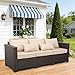 Rattan Star Outdoor Furniture Couch 3 Seater Sofa Outdoor Brown Wicker Sofa Deep Seat High Backrest Patio Couch with Non-Slip Cushions Waterproof Cover, Khaki