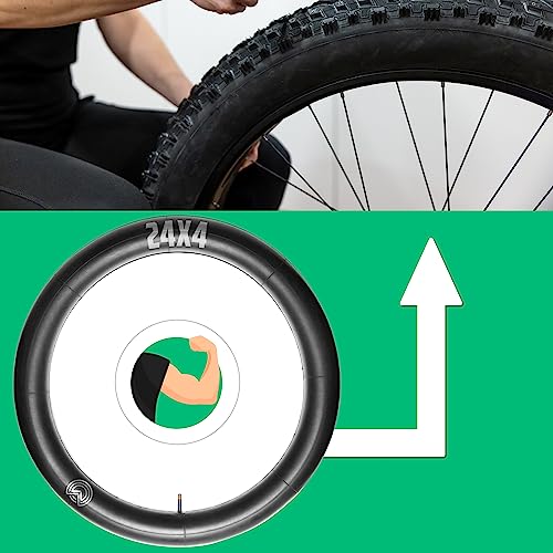 MOOVMOOV 24x4.0 Inner Tubes - Pack of 2 - Fat Bike & MTB Wide Tyres - Schrader Valve - ETRTO 98-507/100-507/102-507 - 24-Inch Fat Wheel - Image 3
