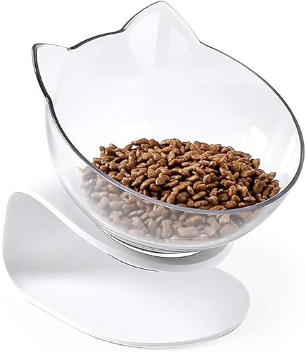 Cuenco elevado para gatos con soporte elevado, diseño inclinado de 15 grados, soporte protector de cuello elevado para alimentos para mascotas,