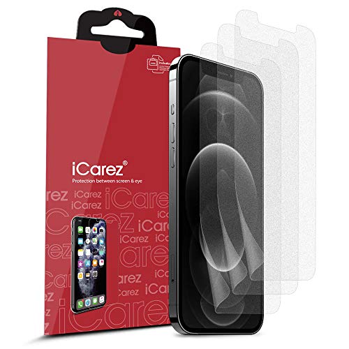 iCarez HD Anti Glare Matte Screen Protector for iPhone 12 Pro Max 6.7-Inches [3 Pack] (Case Friendly) Premium No Bubble Easy to Apply with Hinge Installation