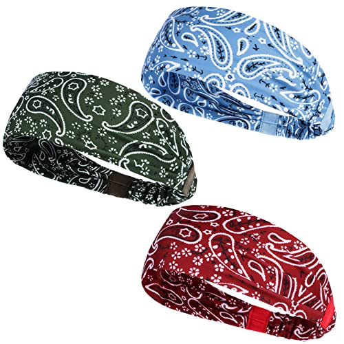 ヘッドバンド - スポーツヘアバンド スポーツターバン 運動ヘッドバンド ターバン 汗止め ターバン風ヘアバンド ヘアアクセサリー 吸汗速乾 抗菌防臭 バンダナ レディース メンズ ジョギング 自転車 スポーツ用 (3セット(緑*赤*ブルー))