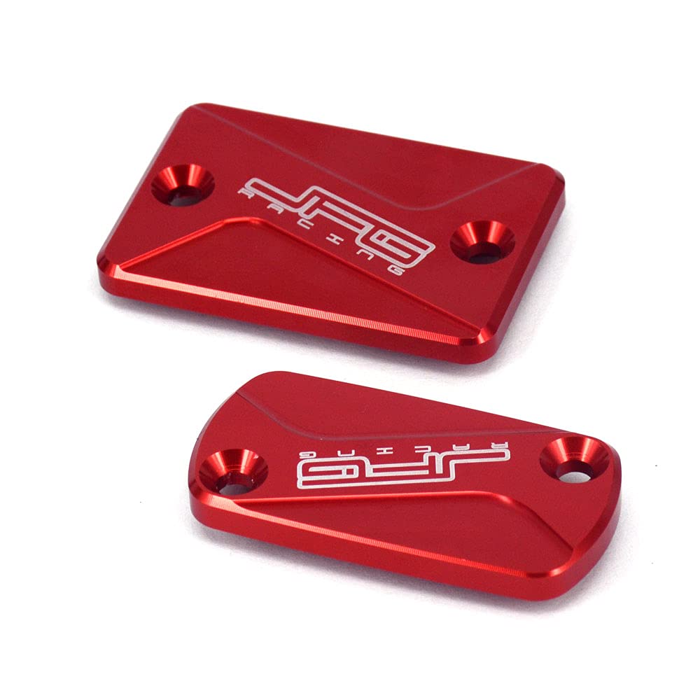 JFG RACING Motorcycle Front & Rear Brake Fluid Reservoir Cover CNC Cap for CRF250L 2012-2020, Grom125 2014-2024, CRF250M 2013-2017 Dirt Bike, Red