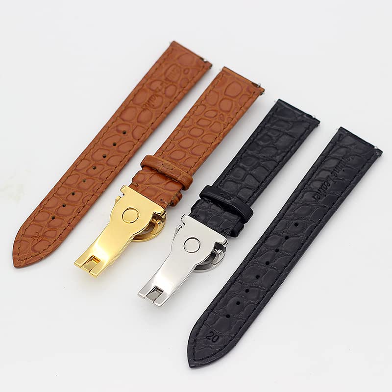 Uhrenarmband aus echtem Leder, 19 mm, 20 mm, 22 mm, für Uhrenarmbänder mit Faltschließe aus Edelstahl für Herren und Damen