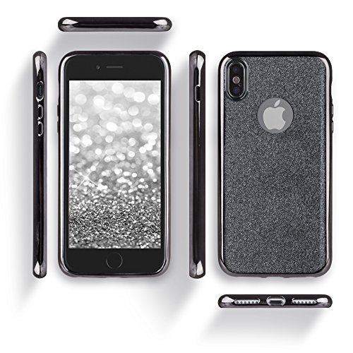 Moozy Cover con Brillantini per iPhone X/iPhone