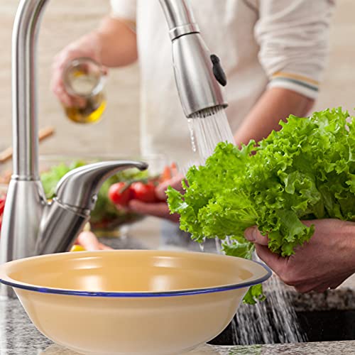 Hemoton Enamelware 2Pcs Enamel Bowls Vintage Enamel Basins Thickened Enamel Mixing Bowl Soup Plates Round Salad Serving Bowl Soup Bowl Enamel Tableware For Kitchen 20Cm Yellow Vintage Bathroom Decor #TOP5