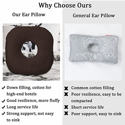 Image of Ear Piercing Pillow for Side Sleepers, Pillow with an Ear Hole for CNH and Ear Pain Ear Inflammation Pressure Sores, O-Shaped Side Sleeping Pillow, Ear Guard Pillow(Dark Brown)