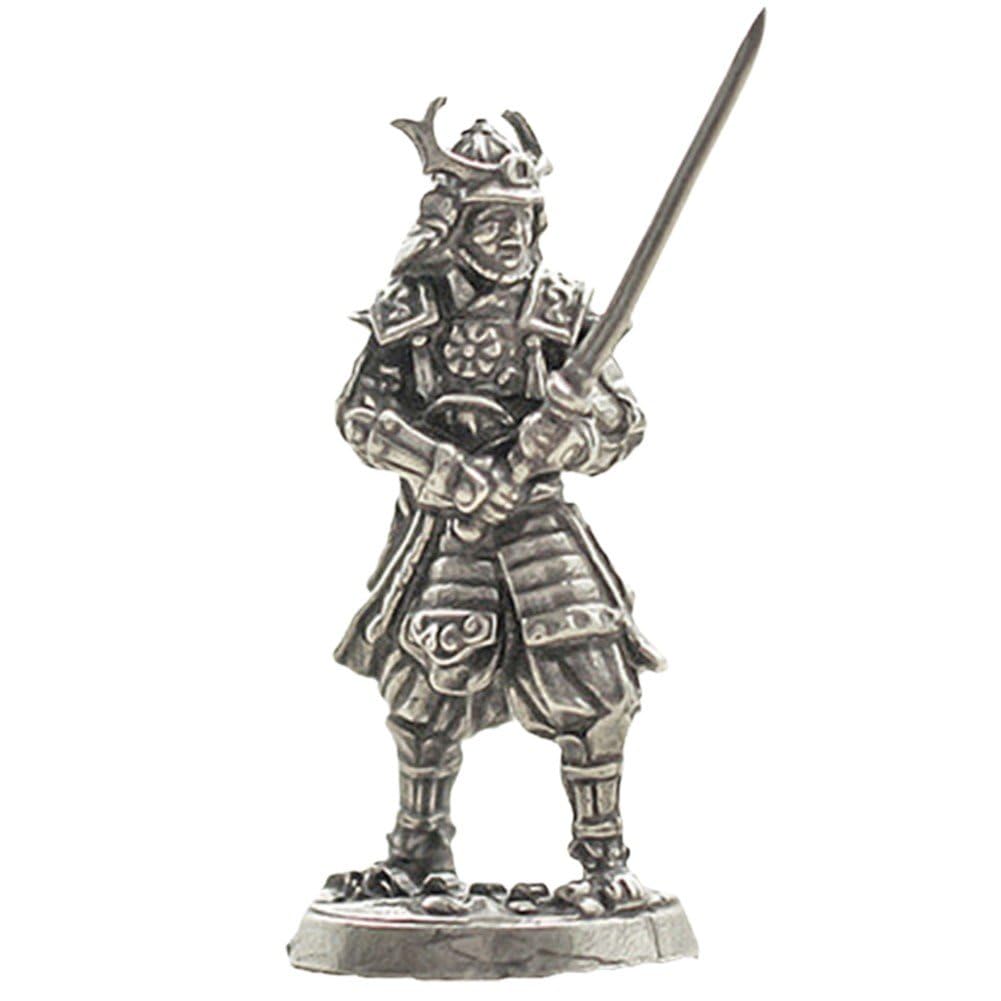 Fituenly As Shown Ornaments White Copper Japanese Shogunate Samurai Figurines Mini Vintage Metal Soldiers Model Statue Desktop Toy Ornament Decoration