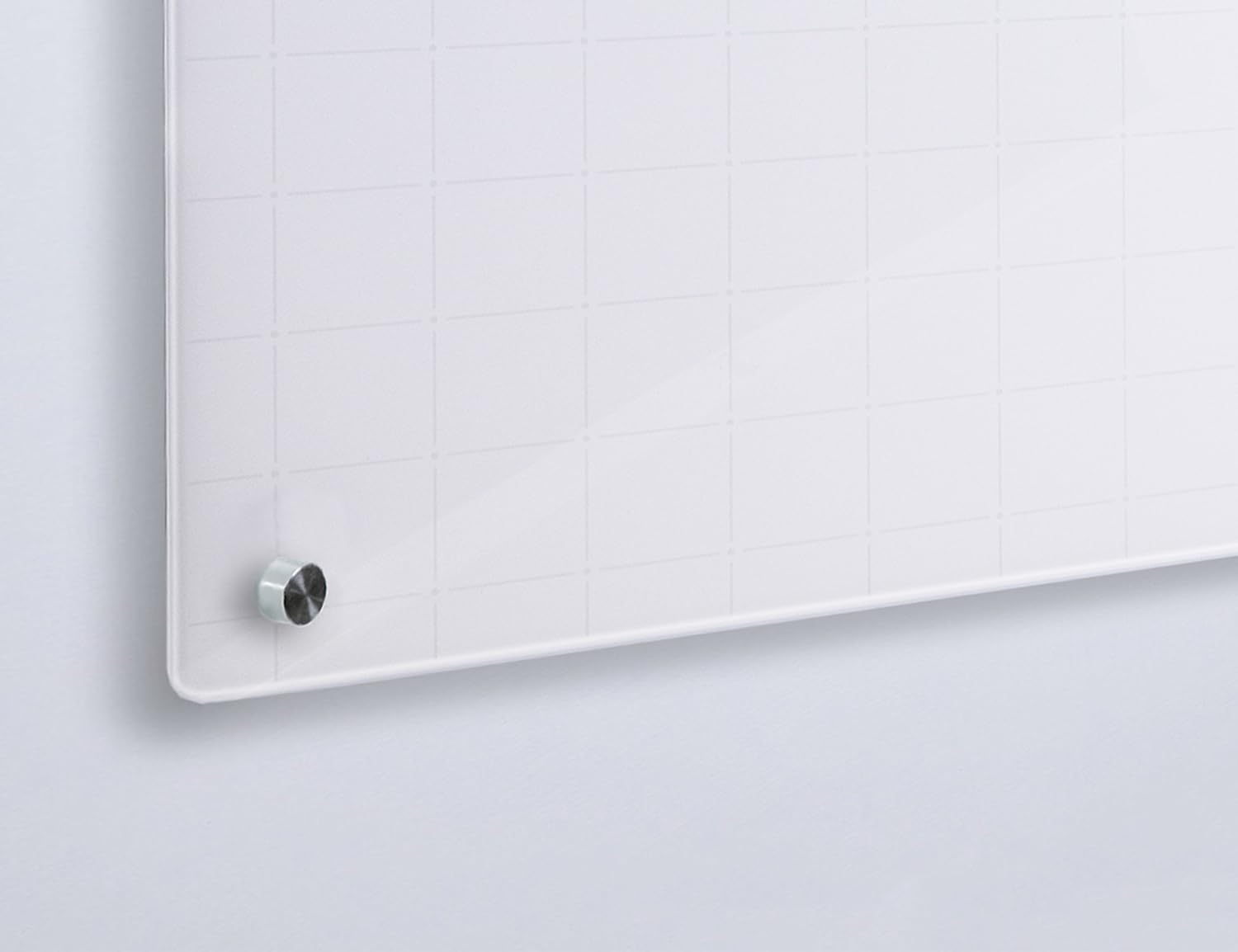 Audio-Visual DirectMagnetic Ultra White Grid Line Glass Dry-Erase Board Set - 5' x 3.4' - Includes Magnets, Hardware & Marker Tray