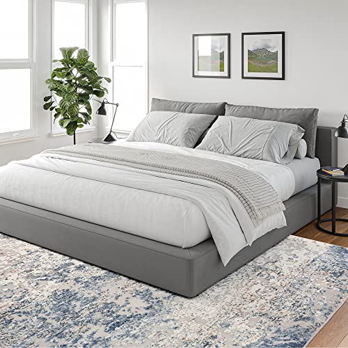 Art&Tuft Washable Rug, Anti-Slip Backing Abstract Area Rug 5x7, Stain Resistant Rugs for Living Room, Foldable Machine Washable Area Rug(TPR18-Navy, 5'x7') - Image 6