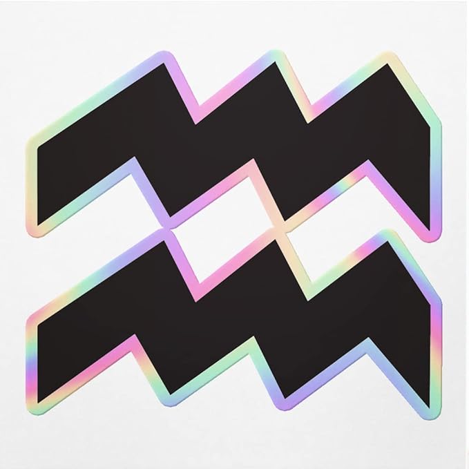Holographic Decal Stickers of Odiac Signs Aquarius Icon Symbol Premium Waterproof Vinyl Decal Stickers for Laptop Phone Accessory Helmet Car Window Mug Tuber Cup Door Wall Decoration ANDVER301777bHO