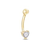 Wishrocks Solitaire Heart Cut Belly Button For Women Cut Lab Created Moissanite & Lab Grown Diamond Navel Body Piercing Jewelry In 14K Gold Plated Sterling Silver 0&period;50 Cttw Gift For Her
