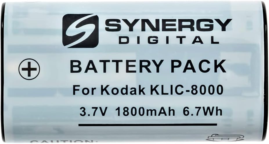 باتری قابل شارژ SDKLIC8000 Lithium-Ion (3.7V 1800 میلی آمپر ساعت) - جایگزینی باتری Kodak KLIC-8000 برای Kodak EasyShare Z612 ، Z712 IS ، Z812 IS ، Z8612، Z1012 IS، Z1015 IS، Z1085 IS، Z1485 IS، Zx1، PlayS
