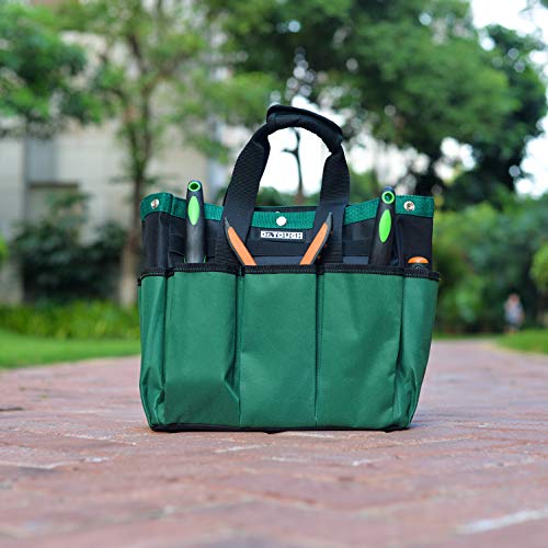 Gardening Tote Bag,Garden Tool Bag with 10 Pockets Handles Strap for Garden Plant Tool Set Store Content Bag,Dark Green,12”x 12” x 6”(Tools Not Included)