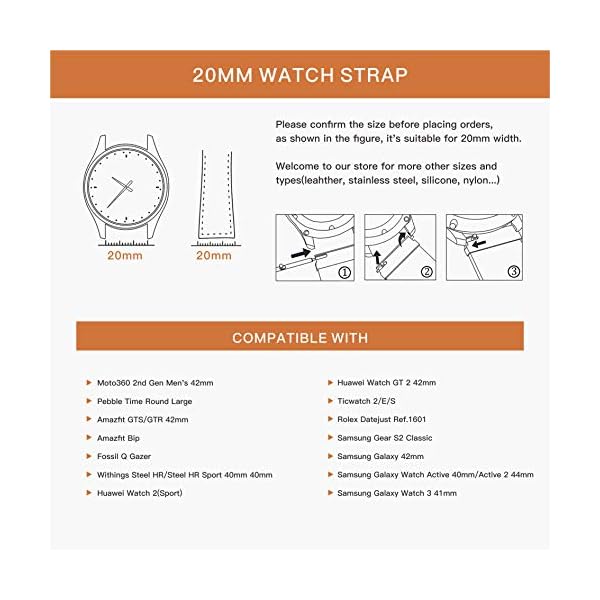Correa de Metal Compatible con Huawei Watch GT/GT2 42mm/Samsung Galaxy Watch 42mm - Imagen 3