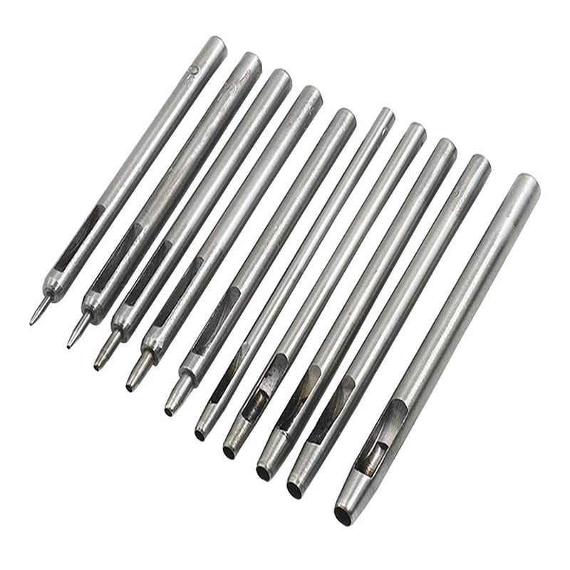 10PCS/Set DIY Leather Punch Leathercraft Round Hole Craft Leather Tools Carving Hollow Drilling Puncher Belt Punching 0.5MM-5MM