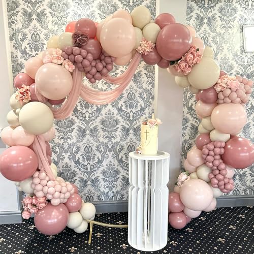 Image of 108Pcs Double Stuffed Dusty Pink Balloon Garland Arch Kit