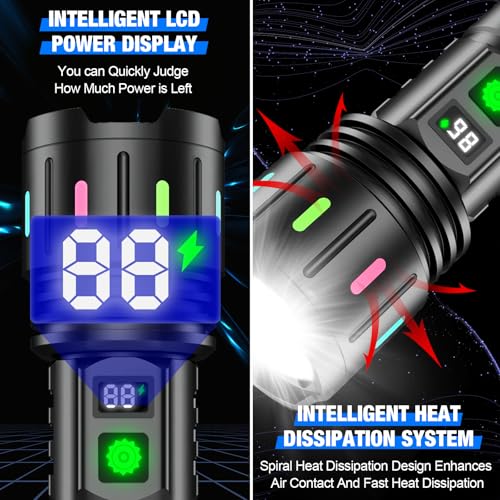 Image of Flashlights High Lumens Rechargeable, Super Bright LED Powerful Flashlight | Type-C, 5 Modes, Zoomable, IPX5 Waterproof Flash Light for Camping, Emergency, Hiking