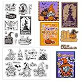 PH PandaHall Halloween Eve Theme Clear Stamps Set 23pcs Transparent Stamps Acrylic Stamps for Greeting Card Making Goblin Witch Cat Owl Silicone Stamp Rubber Stamp for Photo Album Decoration