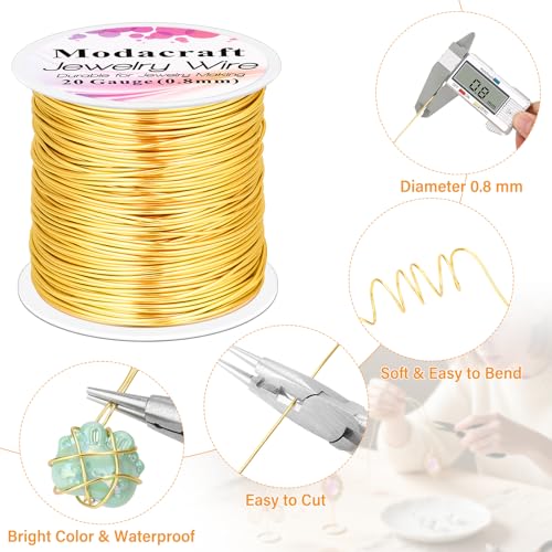 Image of Modacraft 20 Gauge Gold Jewelry Wire & 4-in-1 Pliers Kit - 82FT Tarnish Resistant Copper Craft Wire (0.8mm) for Wire Wrapping, DIY Jewelry Making, Christmas Ornaments & Holiday Decorations