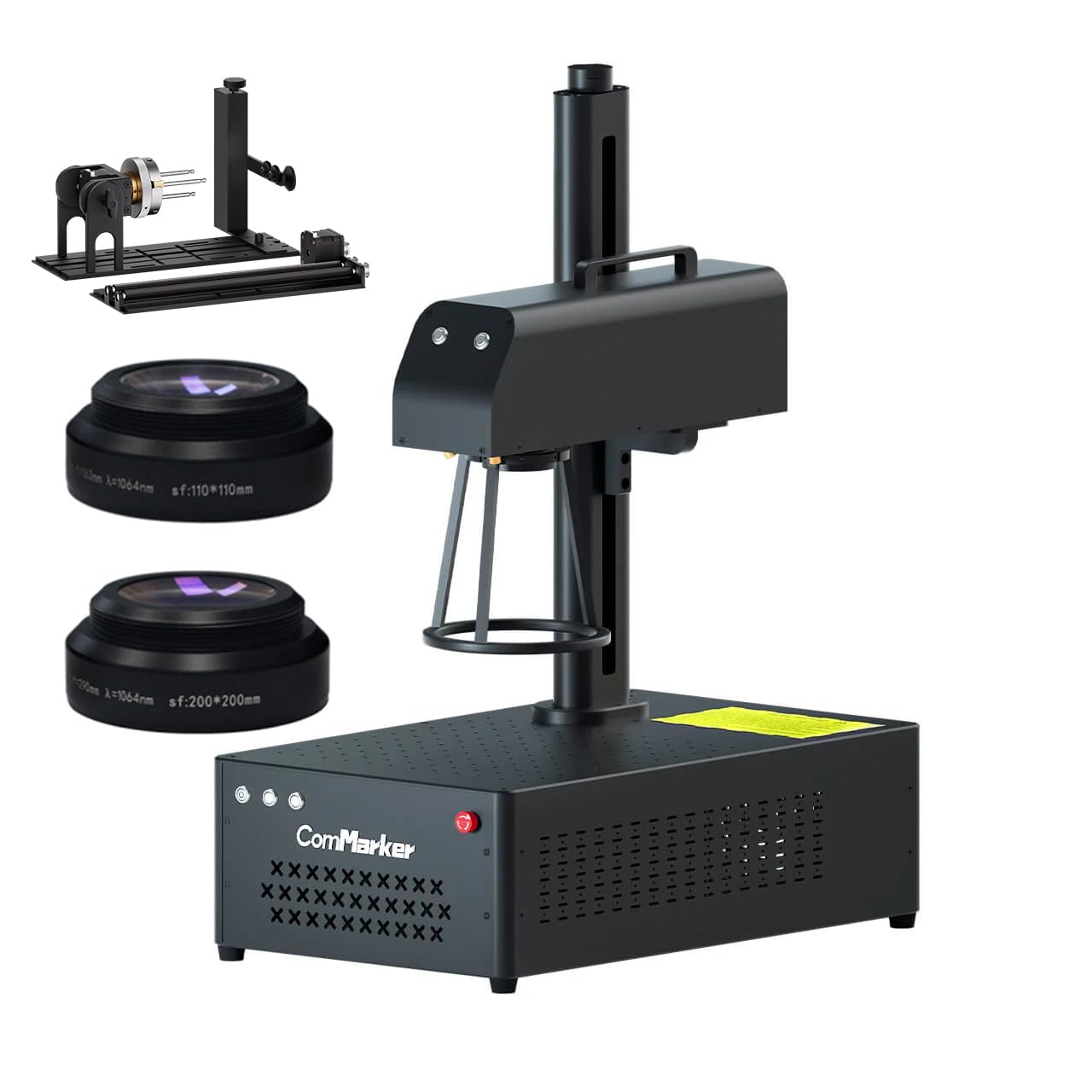ComMarker B4 50W Max Fiber Laser Engraver with Rotary Axis,Support LightBurn Laser Engraving Machine with 2 Different Size Lens,Fiber Laser Marking Machine for Jewelry,Sliver,Tag,Tumblers,Brass