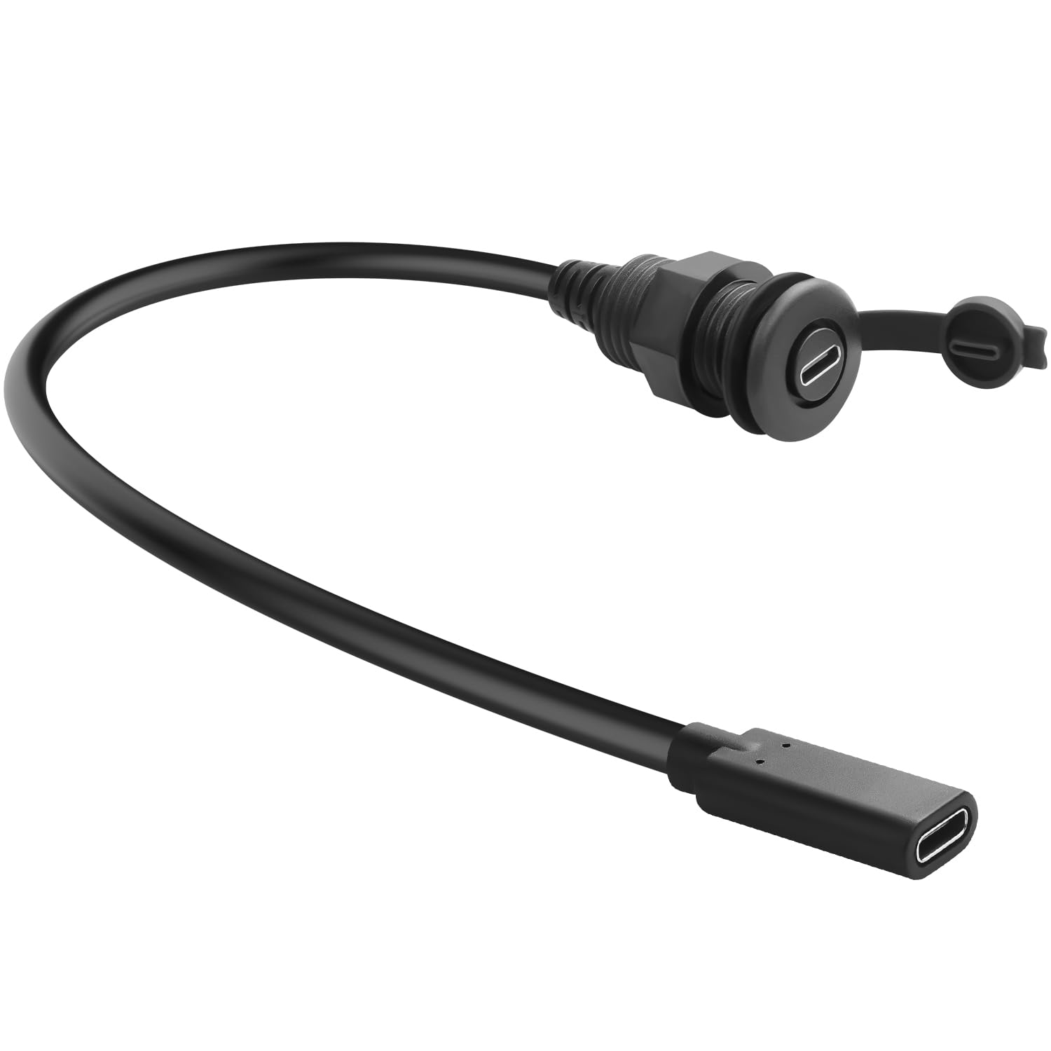 QIANRENON USB C 3.0 Female to Female Threaded Fixed Short Cable Adapter 5Gbps USB Type C Socket to Socket Flush Bulkhead Mount Charging Data Connector