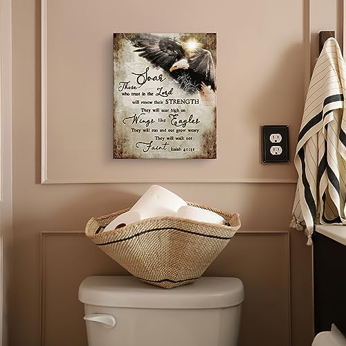 Luslya Bald Eagle Christian Canvas Wall Art Motivational Quotes Eagle Painting Wall Decor Framed Posters Home For Living Room Bedroom Bathroom Decoration 12X16 Inch thumb #1