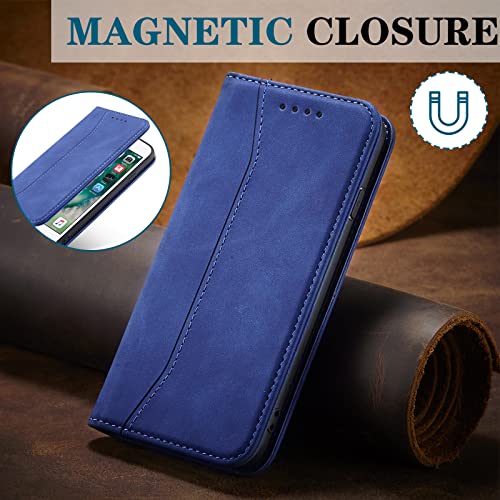 OKZone Funda para iPhone 8 Plus/iPhone 7 Plus (5,5 Pulgadas), Funda Carcasa de Cuero,Magnético Carcasa Funda Móvil Billetera Cuero Funda con Tapa Libro Caso Soporte Plegable (Azul)