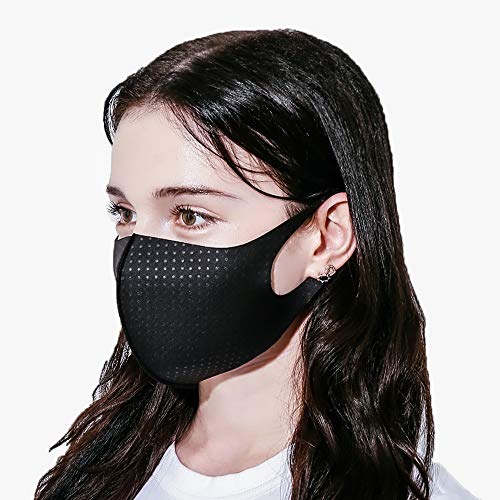 Black Face Mask UPF 50, Summer Time, Unisex, Washable, Reusable, Breathable, UV Sunblock Protective, for Running (Dot)
