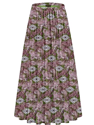 Image of NASHALYLY Women's Chiffon Elastic High Waist Pleated A-Line Flared Maxi Skirts