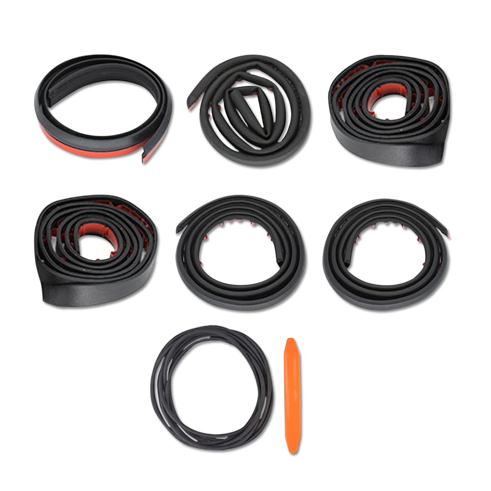 CoolKo Full Rubber Door Seal Windshield & Roof Wind Guard Noise Lowering Reduction Anti-Dust Kit Compatible with Model 3 & Highlands - 7 Pcs
