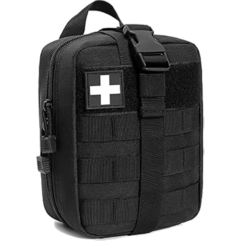 YONCONO Tactical Medical Molle Pouch, Large Capacity Rip Away Military IFAK Pouch, Utility EMT Bag EDC Organizer First Aid Pouch for Camping Hunting Hiking Outdoor (Black) Cover