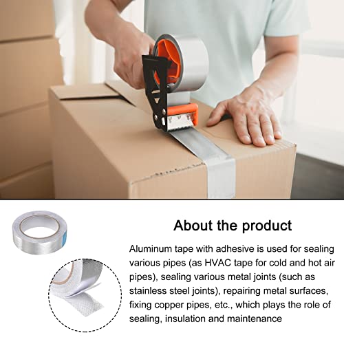 Image of Aluminum Foil Tape Adhesive Metal Tape, [for Sealing Patching Hot Cold HVAC, Duct, Pipe Insulation] - 1.2 inch /66ft /5.9 Mil /Silver