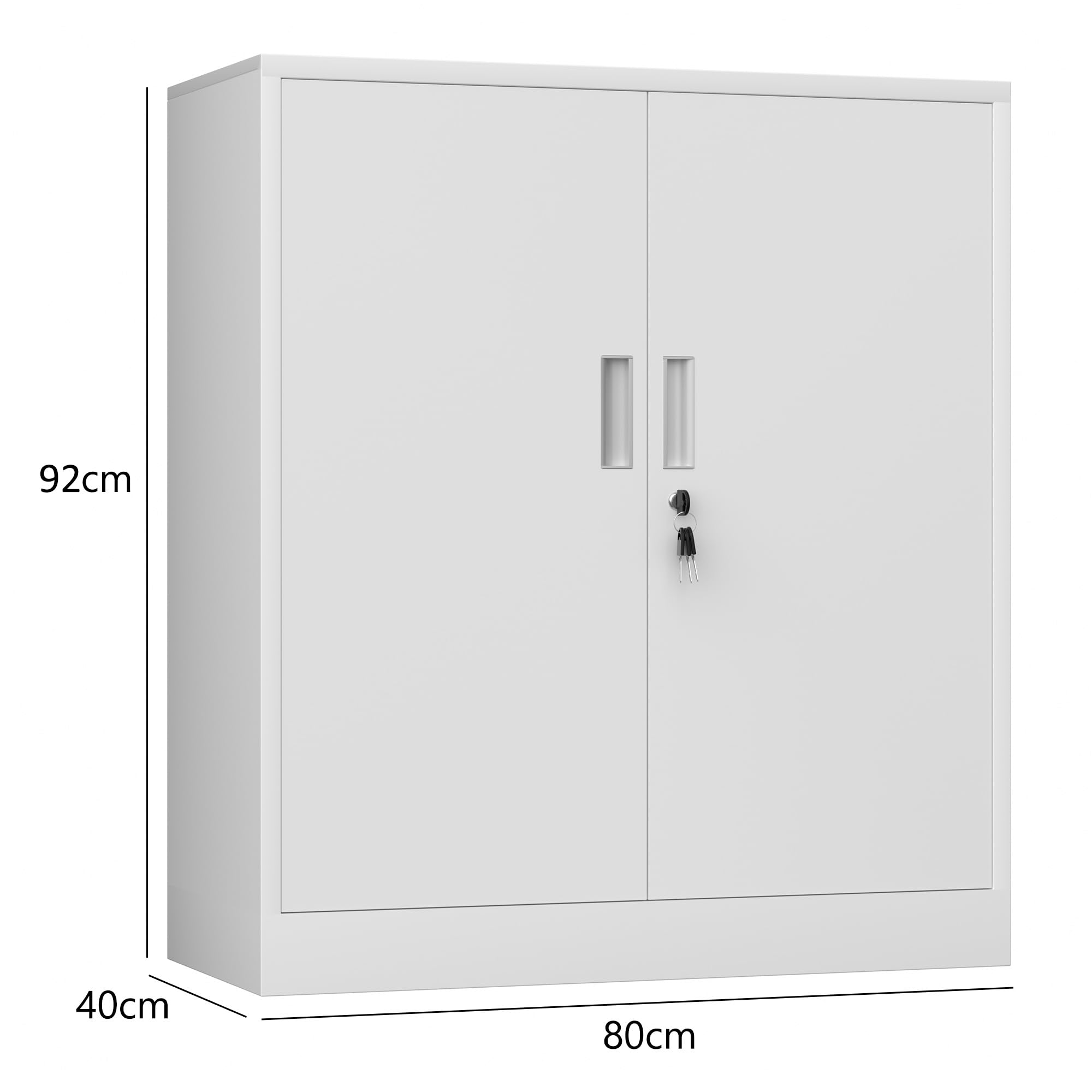 iJINGUR Armoire de Rangement en métal avec Portes verrouillables et 2 étagères réglables, Petite Armoire de Rangement verrouillable pour la Maison, Le Bureau, Le Garage (Blanc, 92H cm)