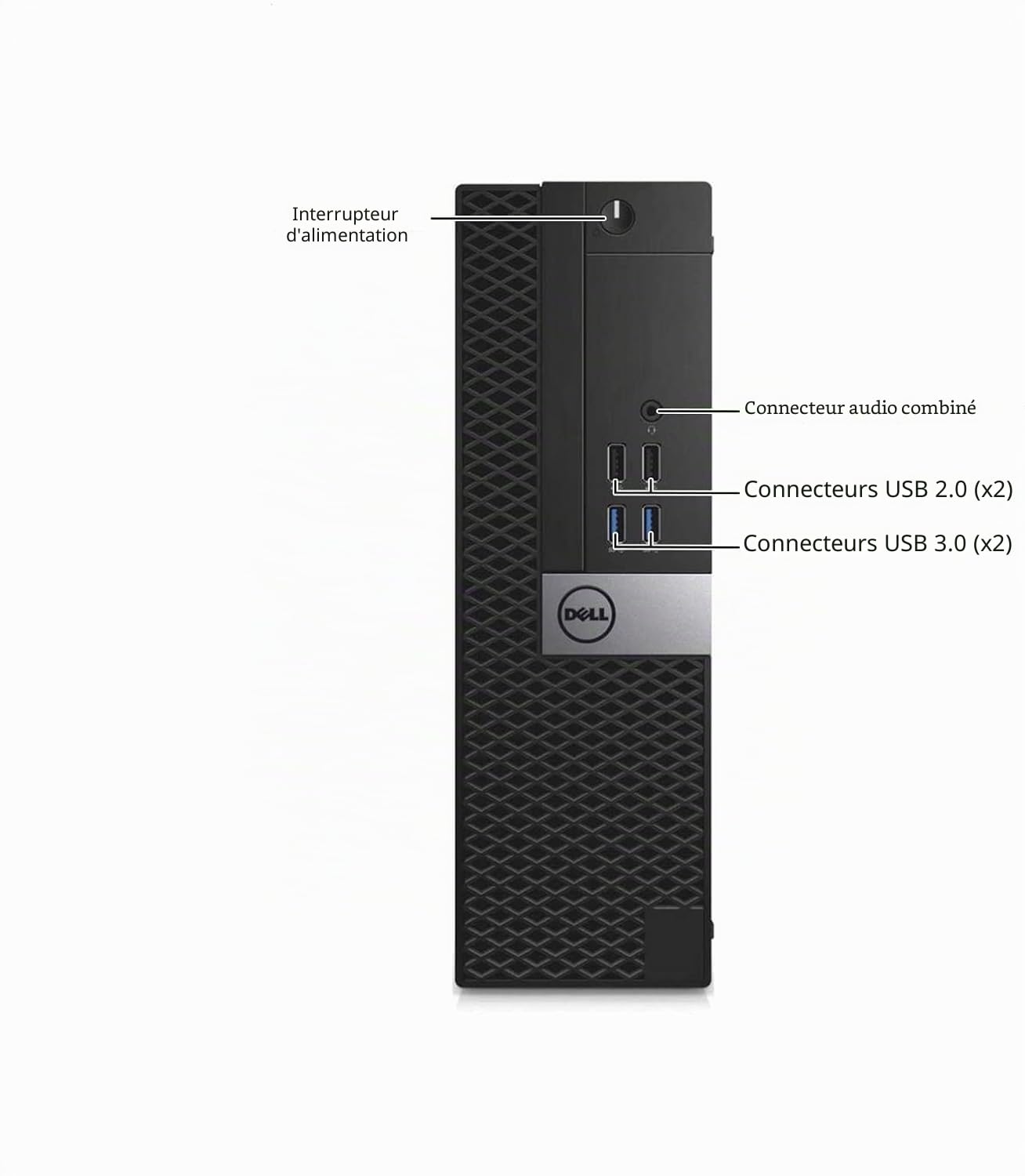 Dell Optiplex 5050 SFF Ordinateur de Bureau, Intel Core i5-7500, 8 Go de RAM, SSD 256 Go, Wi-FI, Bluetooth, Clavier QWERTY Américain, Windows 11 Pro (Reconditionné)