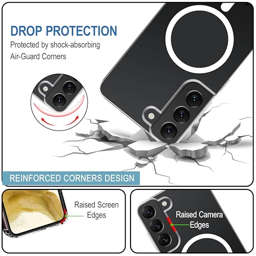 Image of CEDO Cover for Samsung Galaxy S22 (5G) | Compatible with MagSafe Wireless Charging | Designed with Magnetic Lock Shockproof Phone Bumper Transparent Back Case Cover (Transparent)