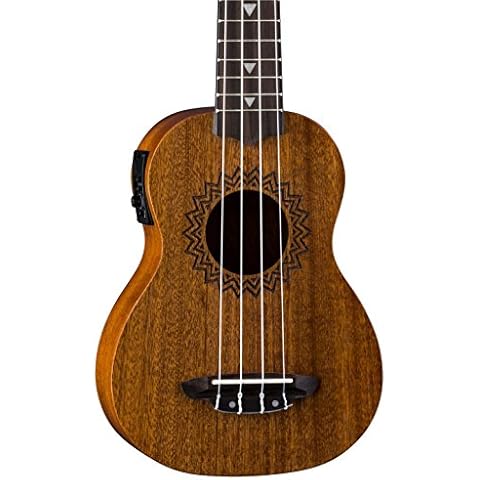 Luna Vintage Mahogany Acoustic/Electric Soprano Ukulele with Preamp, Satin Natural Cover