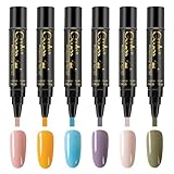 6PCS Nail Polish Pens,Nail Varnish Pens Waterproof Nali Pen Polish Durable Nali Varnish Pen Suitable for Girls Home and Professional Manicure 6 Colors