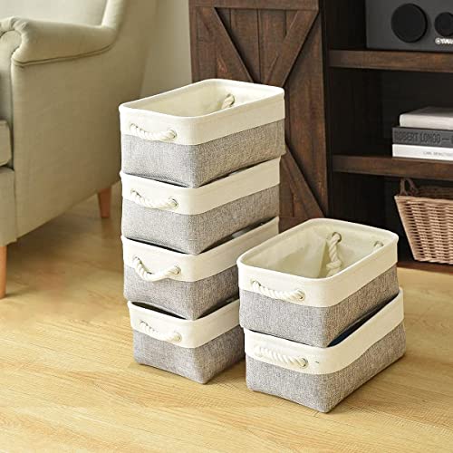 Mangata Small Storage Box set of 4, Foldable Fabric Storage Baskets with Handles for Cupboards Wardrobe, Shelves, Clothes - Image 4