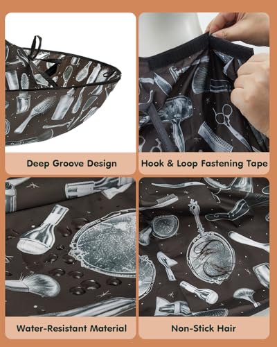 Lilian&Gema Friseurumhang, Haar Schneideumhang Regenschirm, Wasserdichter und Faltbarer Umhang, Schwarz Friseurbedarf Umbrella Cape Friseur zubehör für Haarstyling, Schnitte, Salon